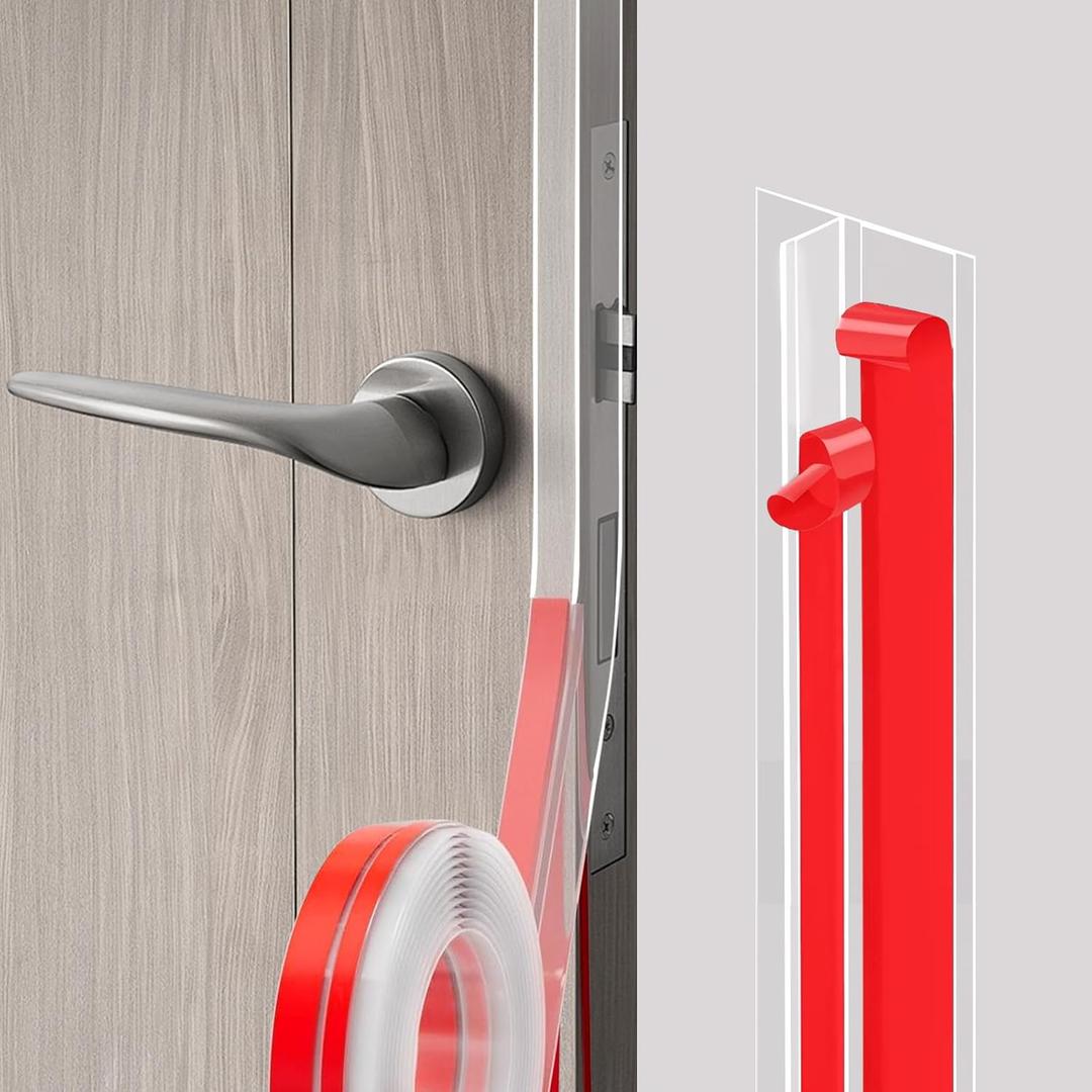 Storystore Upgrade T-Shaped Door Draft Stopper, 1.97 Inch x 42 FT Weather Stripping Seal Strip Shower Sweep, Clear Silicone Seal Strip