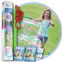 WOWmazing Giant Bubble Wands Kit: (4-Piece Set) | Incl. Wand, Big Bubble Concentrate and Tips & Trick Booklet | Outdoor Toy for Kids, Boys, Girls | Bubbles Made in The USA