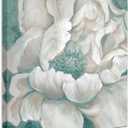 Bathroom Flower Picture Wall Art Blossom Teal White Floral Framed Painting Canvas Print with Hand Painted for Home Bedroom Decor 12 x 12 inches