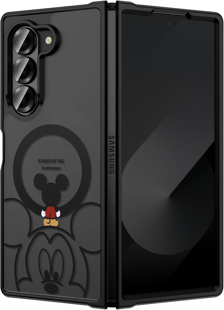 Threehundred for Samsung Galaxy Z Fold 6 Case Magnetic [Compatible with MagSafe], Cute Aesthetic Design Translucent Matte Military Grade Protection Hard Rugged Phone Case for Girls Women - Black