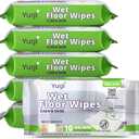 Yugi XXL Wet Floor Wipes For Squeegee Stick,Multi Surface Cleaning Wipes,Fresh Aroma Scent,Huge Disposable Wipes (27.5" x 15.7"),Extra Thick,(6 packs - 60 wipes), EXP 05/2028