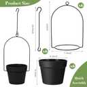 Hushee 6 Packs Metal Hanging Planters for Outdoor Indoor Plants Plant Hanger with 6.3'' Plastic Pots Hanging Planter Basket for Garden Home Porch Decor