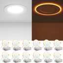 Amico 12 Pack 4 Inch 5CCT LED Recessed Ceiling Light with Night Light, 2700K/3000K/3500K/4000K/5000K Selectable Ultra-Thin Lighting, 10W=90W, 700LM, Dimmable Canless Wafer Downlight - ETL&FCC (White)