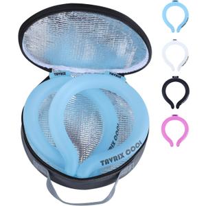 2Pack Neck Cooling Tubes with Insulated Cooler Bag - Reusable Ice Neck Cooler for Hot Weather, Hands Free Cooling Ring, Chill Relief for Men & Women, Outdoor, Indoor, Sports, Travel (Blue*2, Large)