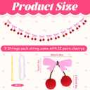 9 Pcs Cherry Bow Garland Decor, 8.2 Ft Summer Cherries Party Decoration DIY Fruit Hanging Ornaments Pom pom Felt Bunting Banner for Birthday Bachelorette Wedding Party Christmas Favors