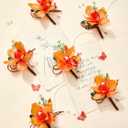 Serwalin 10Pcs Boutonniere for Men, Orange Groom and Best Man Boutonniere, Artificial Flowers for Wedding Decor Prom Homecoming Ceremony Anniversary Formal Dinner Party