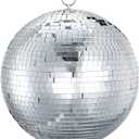 16 Inch Disco Ball Mirror Ball Hanging Ornament for Party Decoration DJ Club Stage Bar Wedding, Silver