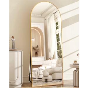 BEAUTYPEAK 64"x 21" Full Length Mirror Arched Standing Floor Mirror Full Body Mirror, Gold