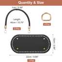 uxcell Crochet Bag Making Kit, 8.7 x 4 Inch Oval PU Leather Bag Bottom with 2Pcs 15.75" Bag Handles and 4Pcs Buckles for DIY Crochet Bag Shoulder Bag Purse Making, Black