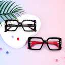 Zeelool Fashion Oversized Square Blue Light Blocking Glasses for Women Men ZJGA574067 (Black)