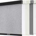 AOSKY Blackout Roller Shades Cordless Blinds for Windows, Free-Stop Shades with Valance, Thermal Insulated Fabric, UV Protection, Natural Woven Blinds for Home (35.5" W x 72" H, Heather Grey)