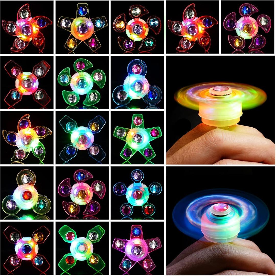 24 PCS LED Light Up Fidget Spinners Rings Christmas Party Favors for Kids 4-8 8-12 Goodie Treat Bag Stuffers Pinata,Birthday Gifts Goodie Bag Stuffers,Glow in The Dark Party Supplies