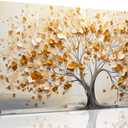 Tree of Life Pictures for Living Room Canvas Wall Art Large Artwork Canvas Wall Decor Ready to Hang Artwork Print with Frame Modern Wall Art Decorative Painting Size 20x40 (20W" x 40L", Yellow and White)