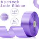 2 x 60 Yards Lavender Satin Ribbon 1-1/2 Inch, Solid Lavender Purple Ribbon for Gift Wrapping, Crafts, Flower Bouquet, Wedding, Festival, Christmas, Halloween