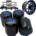 Golf Cart SS Wheel Center Cap Cover, ITP Push in Style Wheel Hub Caps for EZGO Club Car Yamaha and Other Models 8,10,12,14 inch Wheel,4 PCS (Gloss Black with Blue SS)