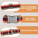 ADITYNA Cotton Dog Collar with AirTag Holder - Heavy-Duty Metal Buckle, Breathable, Easy Adjustable for Medium & Large Breeds - for Walking, Training (Vintage Stripes, Fits 15-21" Necks)