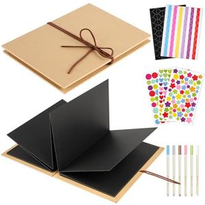 Mauproy 6 x 8 Inch Small Scrapbook Album with Black Pages, Stretchable Folding Photo Album with DIY Accessories Kit, Hardcover Memory Book Accordion Adventure Scrapbook