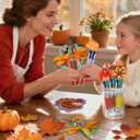 18Pack Fall Thanksgiving Sticky Notes and Pens Set,Thanksgiving Mini Ballpoint Pens Turkey Sticky Notes Pads with Ribbons Party Gifts Favors for Student Adults Office School Birthday Party Supplies