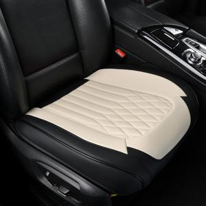 Front Car Seat Bottom Covers 2 Pack, Universal Auto Seat Cushions, Nappa Leather Full Wrapping Edge Compatible with Most of Vehicles - SUVs/Sedans/Pickup Trucks, Black&White (StyleB-Lozenge)
