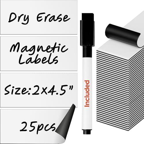 Dry Erase Magnetic Labels - Reusable Sticky Notes - Magnetic Notepads for Refrigerator - Dry Erase Magnetic Sheets - Blank Magnet Stickers to Write On - Magnets for Whiteboard Classroom Fridge, 30 pcs