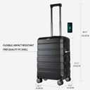 KROSER Hardside Expandable Carry On Luggage with Spinner Wheels & Built-in TSA Lock, Durable Suitcase Rolling Luggage with USB Port, Carry-On 20-Inch, Black, 14.1 x 8.8 x 21 inches