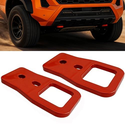 Red Stainless Steel Tow Hooks for Toyota Tacoma 2024-2026, 4Runner 2025-2026, Land Cruiser 250 2024-2025 | Heavy-Duty Exterior Towing Accessories for Off-Road & Daily Use