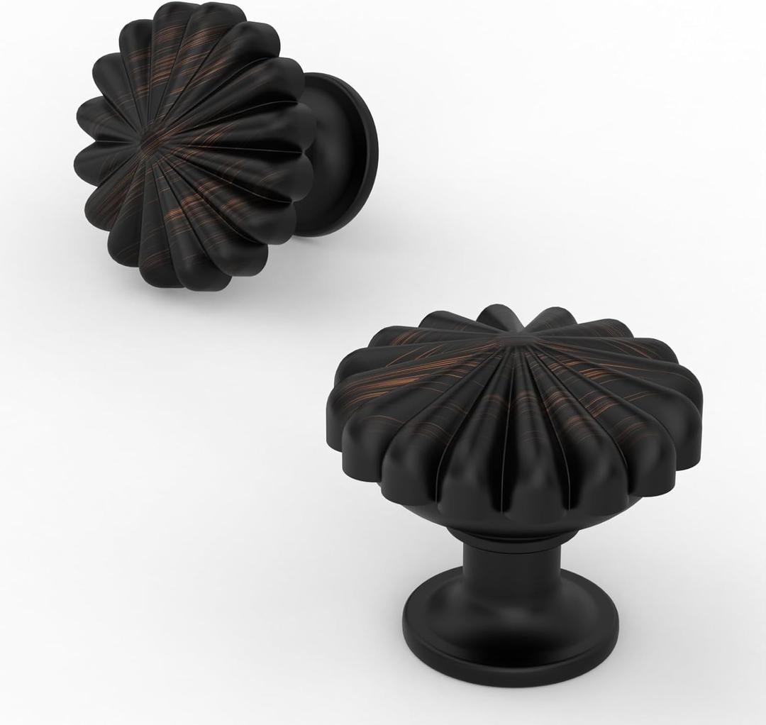 Asidrama 10 Pack Oil Rubbed Bronze Kitchen Cabinet Knobs for Dresser Drawers - Zinc Hardware (Single Hole Knob)