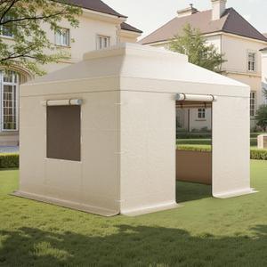 VEVOR Winter Gazebo Cover Fits 10 x 12 ft Hardtop Gazebos, All-Weather Double-Tiered Gazebo Cover with Sidewalls & Mesh Windows, High-Density PE Enclosed Storage Shelter Covers, Gazebos not Included, 10 x 12 ft（Double Roof）
