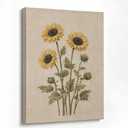 Framed Botanical Wall Art, Vintage Sunflower Canvas Decor, 16x24 Inch, 16.5"L x 24.4"W