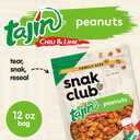 Snak Club Tajin Peanuts, Roasted Nuts with Chili and Lime Seasoning, Mild, 12 oz Resealable Bag (EXP 05/24/27)