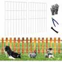 25pcs Garden Fence Animal Barrier 27ft(L) X 17in(H) No Dig Barrier Fencing Dog Rabbits Blocker 9 Vertical Metal Wire Rustproof Border Decorative Fences for Outdoor, Yard, Patio