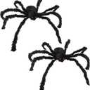 JAMIEWIN Giant Spider for Halloween Decoration 2 Pack, 55 inch Large Hairy Fake Spider Props, Scary Halloween Spider Decoration Outdoor Indoor House Party Yard