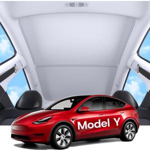Sunshade Roof for Tesla Model Y Accessories 2025, [Never Sag & No Light Leakage] Magnetic Nano Ice-Crystal Heat Insulation Glass Roof Shade for Model Y 2020 to 2025-2PCS