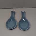 Ceramic Spoon Rest, by Kook, Utensil Holder for Stovetop, Farmhouse Kitchen & Coffee Bar Decor, Dishwasher Safe, Ladle, Tray  Set of 2 (Teal Blue)