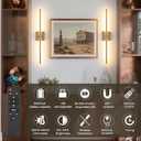 Battery Operated Wall Sconces set of 2, 11000mAh Rechargeable Brushed Bronze Wireless Wall Lights, 350°Rotate Dimmable Wall Lamp with Remote, 3 Color Temperatures, for Bedroom, Living Room, Hallway, 2 Pack
