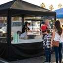 Black 4 Pcs Food Booth Sidewall Kit for 10' x 10' Canopy Tent, Food Service Insect Proof Mesh Sidewall Kit with Roll-up Service Windows and Zipper for Festival Stalls, Camping