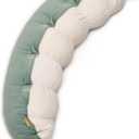 Peallow(Pat. Pend)  Long Round Body Pillow for Adults, Bolster Pillow for Sleeping, Soft and Supportive Pillow for Sleeping & Lumbar Support (Green-White, 29.5")