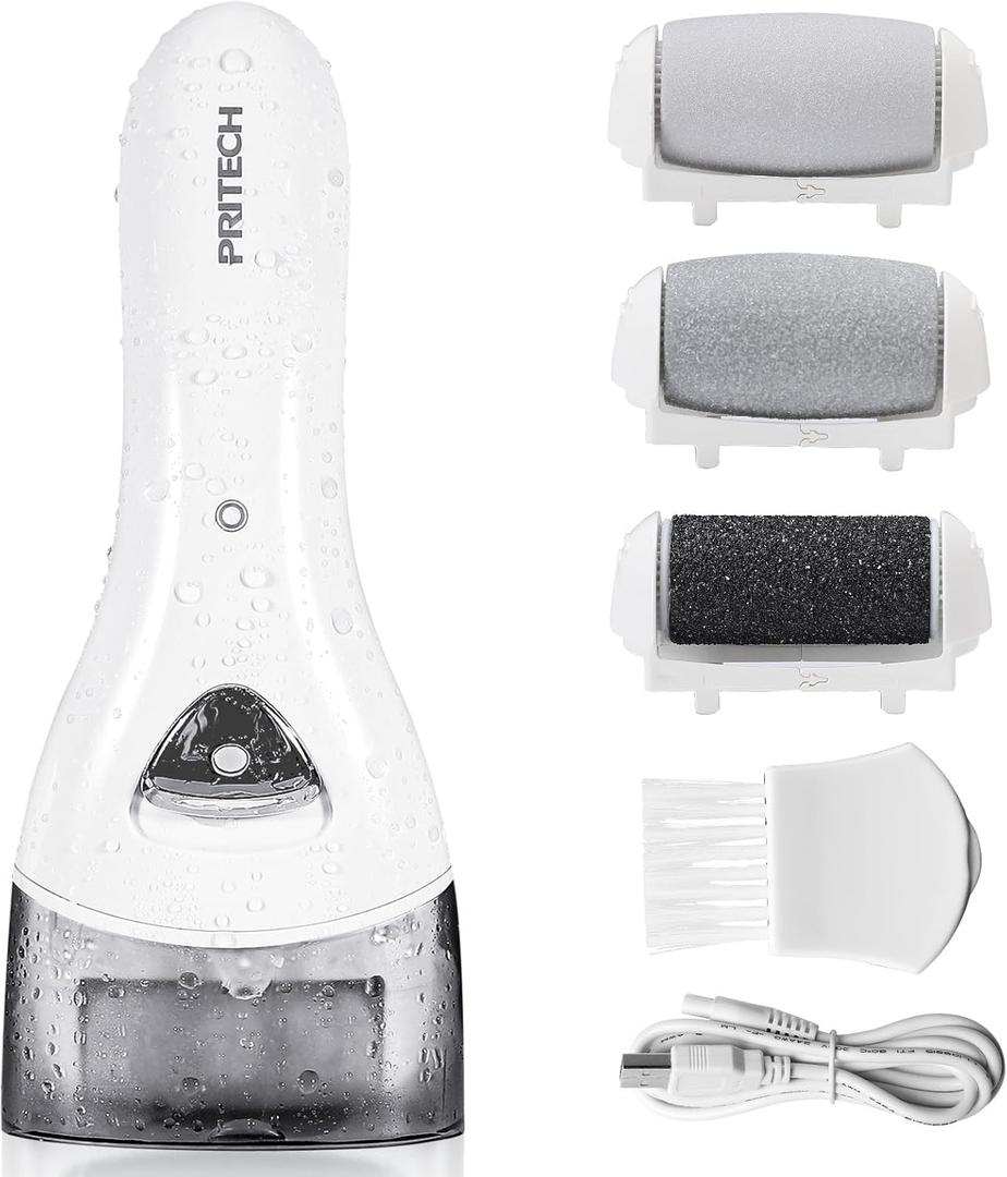 Electric Feet Callus Removers Rechargeable, Portable Electronic Foot File Pedicure Tools, Electric Callus Remover Kit, Professional Pedi Feet Care Perfect for Dead, Hard Cracked Dry Skin (001-white)