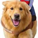 Skicuff Cowboy Rider Dog Costume Halloween Dogs Costumes Novelty Funny Clothes Knight Style with Doll and Hat Pets Party Halloween Costume (Small Size)