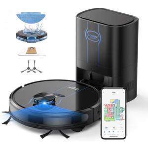Laresar Clean Robot Vacuum and Mop, 8000Pa Robotic Vacuum with Self-Emptying Base, Lidar Navigation, Smart Mapping, 60 Days Capacity, 180mins Runtime, Ideal for Pet Hair, Hard Floor, Carpets