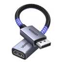 UGREEN 4K DisplayPort to HDMI Adapter, Unidirectional DP 1.2 PC to HDMI 1.4 Converter Braided Cable Male to Female for Desktop, Projector, Monitor, Compatible with AMD, NVIDIA, Passive, 0.66FT