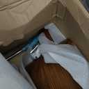 Armen Living Tyler 30" Bar Height Swivel Cream Faux Leather and Walnut Wood Bar Stool