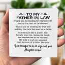 3 x Gifts for Dad from Daughter Wood Plaque Gift, Dear Dad I Love You,Plaque with Wooden Stand, Meaningful Wood Sign Plaque Gift for Dad (To My Father-in-Law)