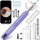Ear Wax Removal, Ear Wax Removal Tool, Ear Cleaner, Wireless Ear Wax Removal Kit Includes 9 Ear Pick, Compatible with iOS and Android, with 1296P HD Camera and LED Light (Purple)