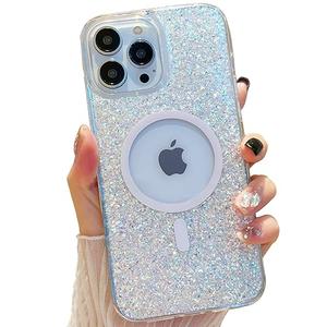 ASONCE Cute Glitter for iPhone 16 Pro Case [Compatible with MagSafe] Bling Sparkle Phone Case with 12ft Drop Protection, Magnetic Women Girls Cover for iPhone 16 Pro 6.3" - Sparkly Crystal