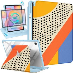 for Samsung Galaxy Tab S6 Lite Case 10.4 Inch 2022/2020 for Women Girls Folio Cover with Pencil Holder Cute Abstract Design Rotating Stand Teens Tablet Cases Tab S6 Lite SM-P610/P613/P615/P619