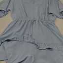Valphsio Womens V Neck Beach Romper Ruffle Layered Drawstring Waisted Shorts Jumpsuit, M