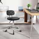 KKTONER Office Chair with Back Office Stool with Wheels Height Adjustable Square stools for Drafting Home Work (Black)