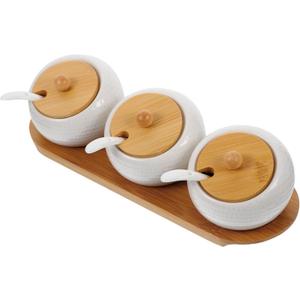 1set Ceramic Condiment Jars Space-saving Spice Containers for Kitchen -skid Design for Home and Restaurant Cooking for Storing Various Spices