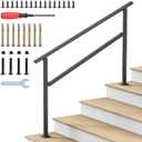 Hand Rails for Outdoor Steps, 2-5 Steps Wrought Iron Handrails for Outdoor Steps, Stair Railing for Porch, Home, Garden, Indoor, Staircase Handrails for Wooden, Cement, Brick, Marble (4 Steps)